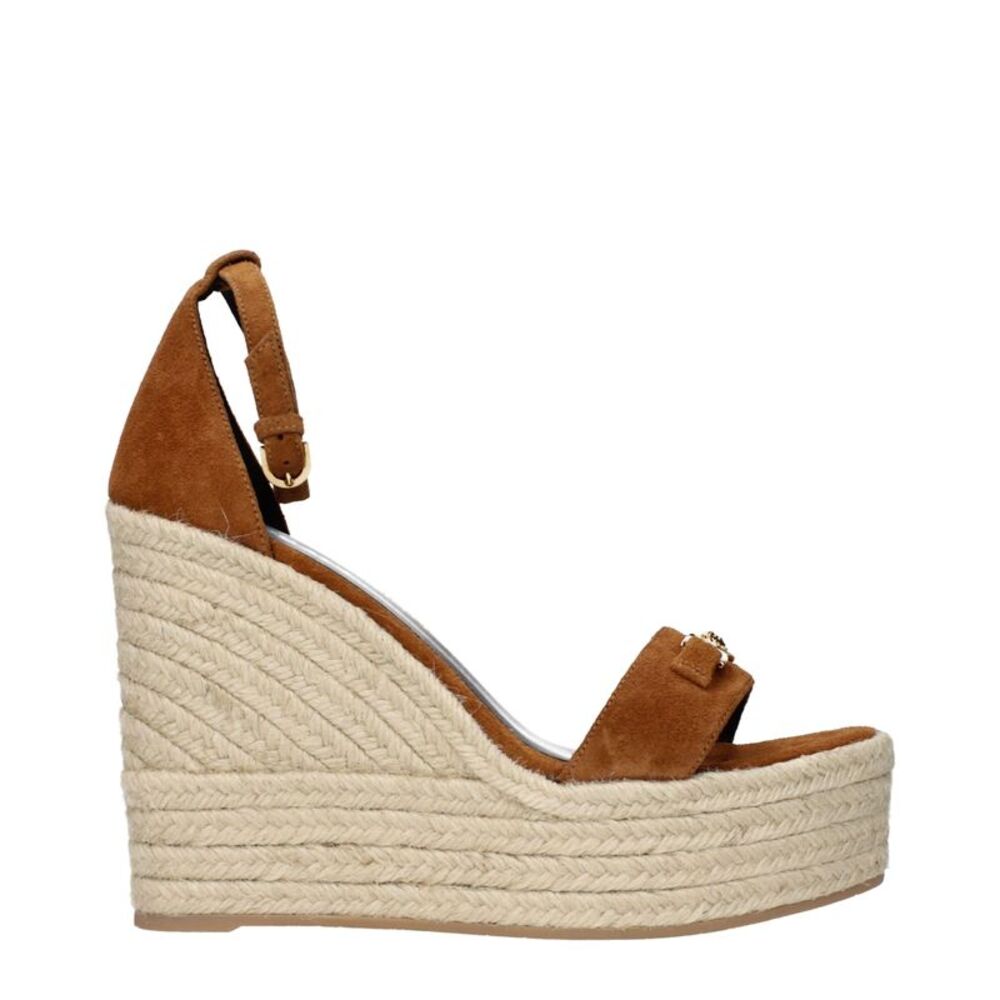 Versace Brown Leather Wedge Women's Sandals